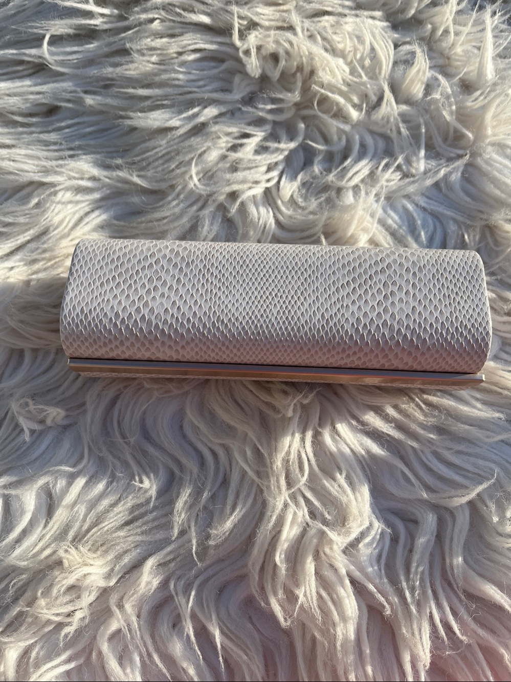 Jimmy Choo Pale Pink Snake-Effect Glasses Case - Picture 4 of 12